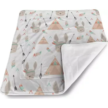deka Sablio Dětská deka pro miminko Zajíci u stanu - 80x100 cm