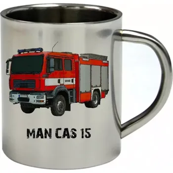 MAN CAS 15 nerezový hrnek pro HASIČE 300 ml (hrnek nerezový dvouvrstvý HASIČI hasičské auto)