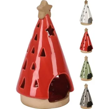 Svícen svícen 9x15cm, STROMEČEK, na čaj.svíčku, šedý