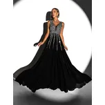 Černé dlouhé plesové šaty NASIA s flitry Velikost: S