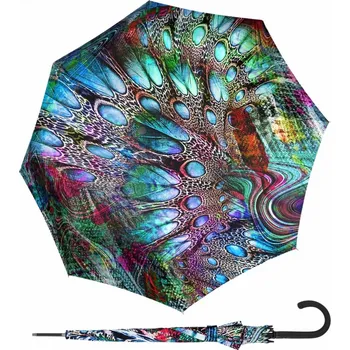 Deštník Doppler Fiber Flex AC Pavone- dámský holový vystřelovací deštník