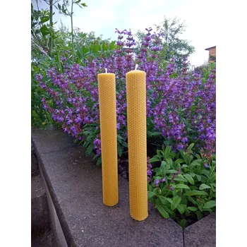 Svíčka ️ Velká svíce 37 × 4,5 cm ze 100 % včelího vosku  (Svíce stáčená 37 x 4,5 cm)