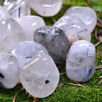 Drahý kámen Křišťál s turmalínem tromlovaný, mix XL