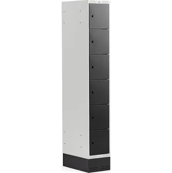 Šatní skříň Boxová šatní skříň CLASSIC, se soklem, 1 sekce, 6 boxů, 1890x300x550 mm, černé dveře