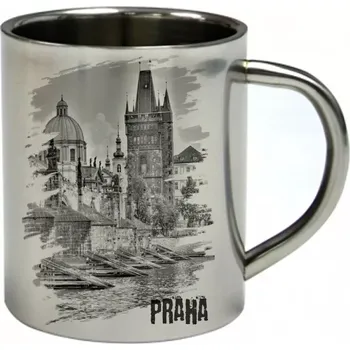 PRAHA Karlův most nerezový hrnek s městem 300 ml (hrnek nerezový dvouvrstvý město metropole )