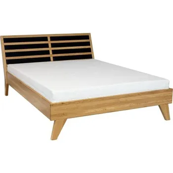 Nábytek Drewmax Dubová postel LK302, čalounění: toptextil, délka: d200, šířka: s120 (Barva dřeva: Medová)