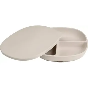 dětská jídelní sada b.box Silikonový dělený talířek s víčkem a přísavkou Béžový (101646)