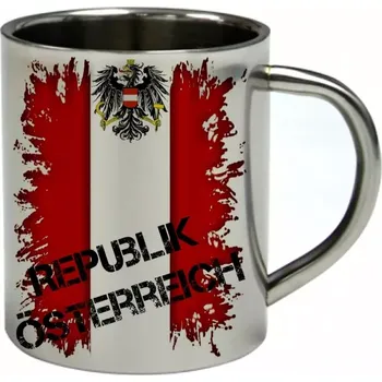 Rakousko nerezový hrnek s vlajkou 300 ml (hrnek nerezový dvouvrstvý vlajka )