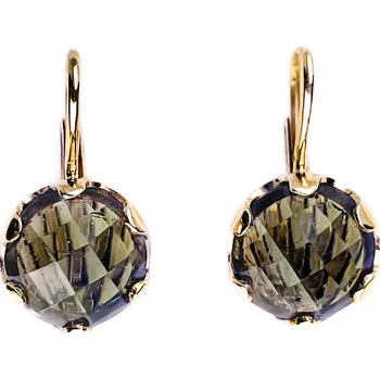 Náušnice Zlaté náušnice s vltavínem - kulaté