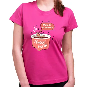 Tričko - Vánoční Svařák, Barva látky ružová, Střih Dámsky, Velikost L