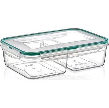 Dóza na potraviny box 2,0 l FRESH dělený(2x1,0l),klick 24x17x7cm,transp.plast