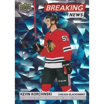 Sběratelská karetní hra insert karta KEVIN KORCHINSKI 24-25 UD Ser. 1 Breaking News číslo BN-17