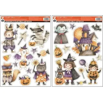 Okenní dekorace Okenní fólie 40000 čarodějky s glitrem 29x41cm