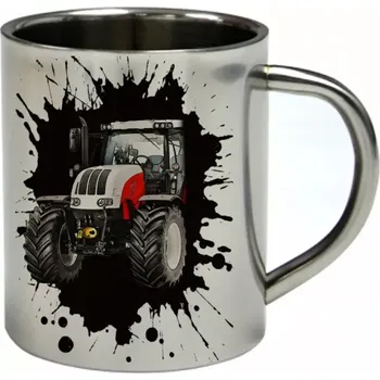 Steyr cvt 6240 nerezový hrnek s traktorem 300 ml (hrnek nerezový dvouvrstvý pro farmáře , farmář , farma)