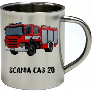SCANIA CAS 20 nerezový hrnek pro HASIČE 300 ml (hrnek nerezový dvouvrstvý HASIČI hasičské auto)