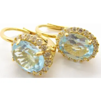 Náušnice Klenoty Budín Dámské klasické zlaté náušnice se zirkony a modrými topazy 585/3,33gr HK2296 (Klenoty Budín Dámské klasické zlaté náušnice se zirkony a modrými topazy 585/3,33gr HK2296)