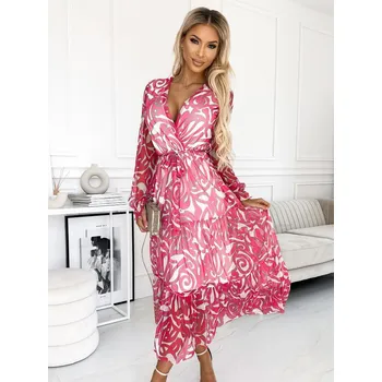 Dámské šaty Vzorované dámské 476-1 šaty růžové, VELIKOST UNI ( S, M , L )