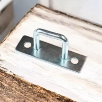 Tesařské kování Deska kotevní s obdélníkovým okem 4x15x47 mm - galvanický zinek