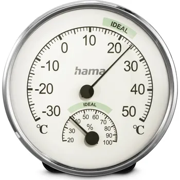 Meteostanice Hama Chios, analogový teploměr/vlhkoměr, stříbrný/bílý