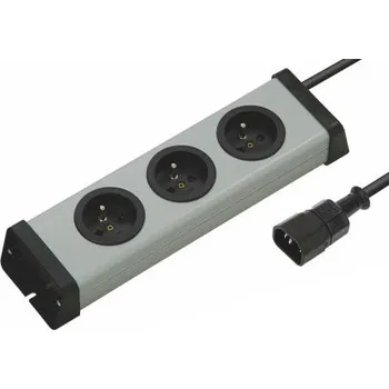 Prodlužovací kabel Prodlužovací kabel, délka kabelu: 1.5m 1.5mm² 3 zásuvky H05VV-F, 250 V IEC C14 Černá, šedá, Podlahová montáž, nástěnná