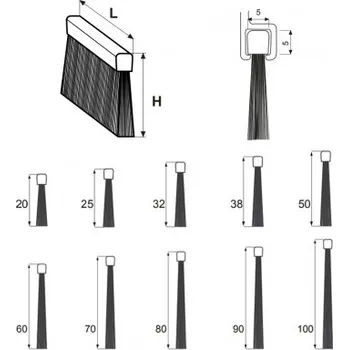 Příslušenství k oknu Profix kartáček L=2000 mm, 5x5 mm