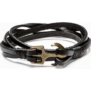 Náramek Pánský náramek na řemínku - černá A205 - univerzální
