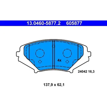 Brzdový systém Sada brzdových destiček, kotoučová brzda ATE 13.0460-5877.2