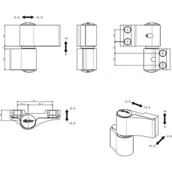 Příslušenství k oknu Dveřní závěs LOIRA+ 2-dílný, rozteč 67mm