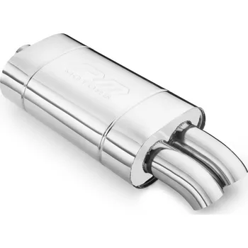 Zadní díl výfuku RM Motors Sportovní výfuk E103, univerzální eliptický tlumič Vstupní průměr: 63,5 mm, Tlumení: Ne