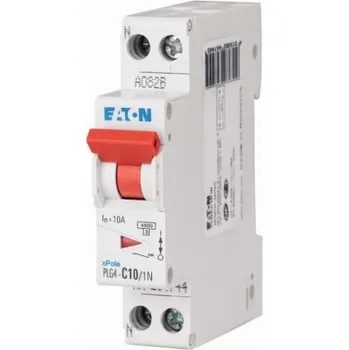 Proudový chránič MCB 1 plus N 10A vypínací výkon 4,5 kA, charakteristika: vypínací charakteristiky Typ C PLG4-C10/1N