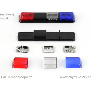 autíčko Výstražný maják Tesla Holomý VSL 012 LV − červený | čirý | modrý − stavebnice − CAL 1:43