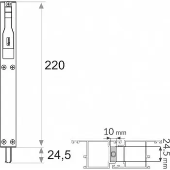Příslušenství k oknu Dveřní zástrč TITAN 220/24,5/10, černá RAL9005 MAT
