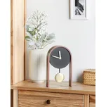 DekorDekorativní stolní hodiny černé a tmavé dřevo MDF s dekorativním kyvadlem bez číslováníativní stříbrné kovové hodiny moderní Beliani