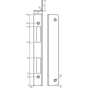 Příslušenství k oknu Protiplech roh. 25x32x205mm L/P, nerez