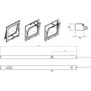 Příslušenství k oknu Povrchový okenní pohon 350N, 24V, zdvih 500-600 mm