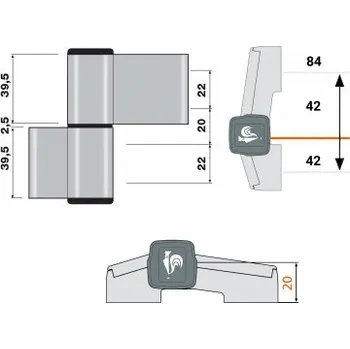 pant Dr.HAHN Dveřní závěs SERIE 60 AT 2D 84/20, EV1 stříbrný