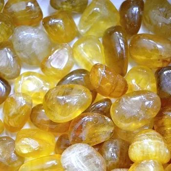 Drahý kámen Fluorit žlutý AA kvalita, tromlovaný mix M