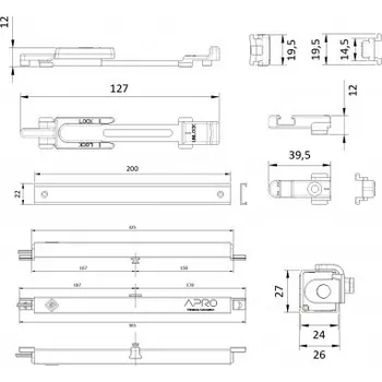 Příslušenství k oknu Zapuštěný okenní pohon 250N, 24V, zdvih 100-160-210 mm, do dřeva, černý