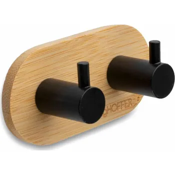 Nábytkové kování Věšák 9x4,5x3,5cm 2 háčky samolepící bambus/kov.ČER