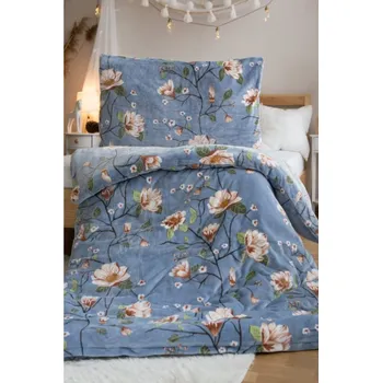 Povlečení České povlečení Mikroplyšové povlečení mikroflanel MAGNOLIE ZLATÁ 140 x 200, 70 x 90 cm zipový uzávěr