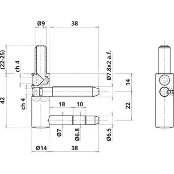 Příslušenství k oknu OTLAV Závěs 14 mm rámová část stříbrný