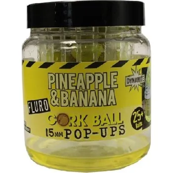 Boilies Dynamite Baits plovoucí boilie Fluro Pineapple & Banana Corkball Pop-Ups 15mm