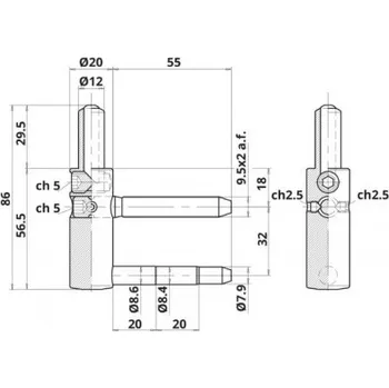 Příslušenství k oknu OTLAV Závěs 20 mm rámová část - fix, stříbrný