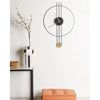 Hodiny Nástěnné hodiny černé ocel a kov 44 x 65 cm moderní minimalistický styl dekorativní design s kyvadlem bez čísel dekorace obývací pokoj Beliani