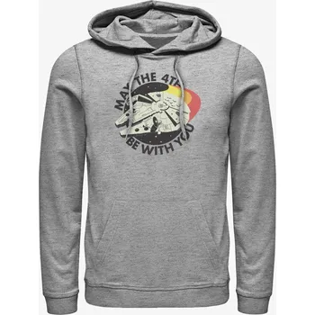 Pánská mikina Mikina Merch Star Wars - RETRO MAY FALCON Unisex Hoodie Heather Grey M