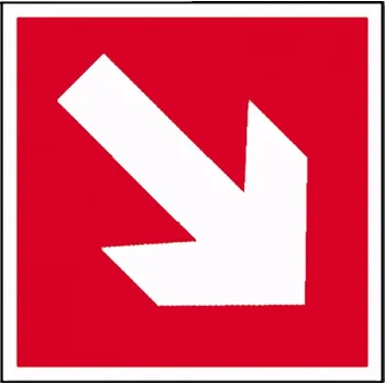 Šipka k požárnímu zařízení šikmá - fotoluminiscenční, plast/samolepící fólie Materiál: Plast, Rozměry značení: 20 x 20 cm