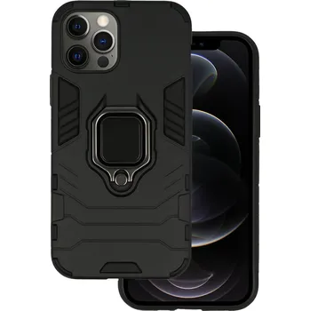 Pouzdro na mobilní telefon Ultra odolný zadní kryt pro Iphone 12/12 Pro černý s prstenem