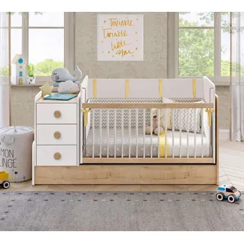 Dětská postýlka Čilek Rostoucí houpací postýlka s přebalovacím pultem Natura Baby SET