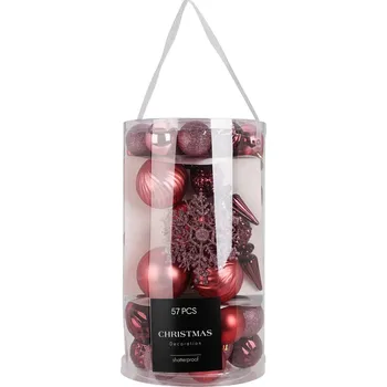 Vánoční dekorace Vánoční ozdoby sada 57 ks růžová KO-CAN304060