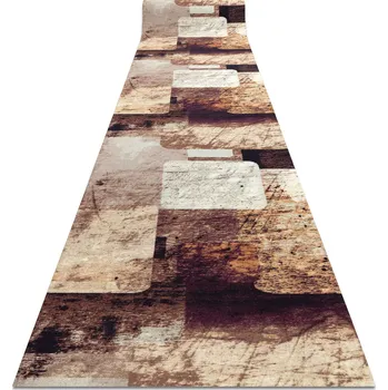 Koberec Associated Weavers Běhoun pogumovaný DIGITAL - SQUARES Geometrický Moderní béžový hnědý Šíře: 80 cm